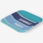 Blauw horizontaal gestreept papieren bordje (Gebogen)