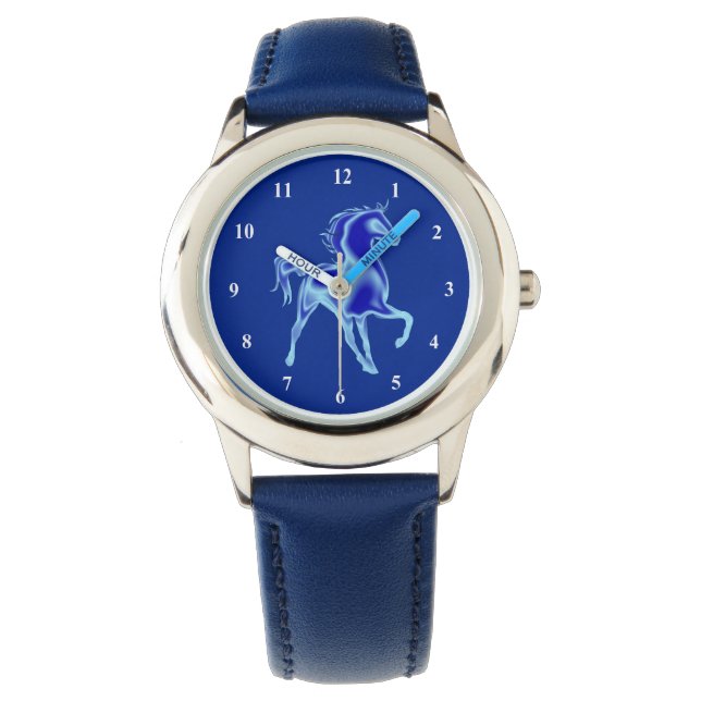 Blauw horloge met paard (Voorkant)