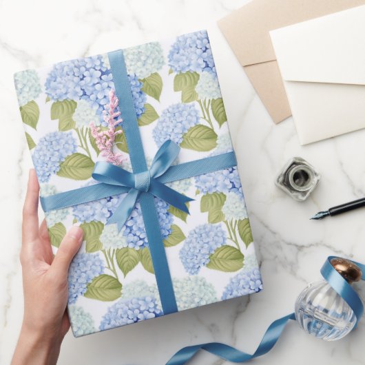 Blauw Hortensia Bliss Cadeaupapier (Geschenken)