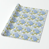 Blauw Hortensia Bliss Cadeaupapier (Uitgerold)