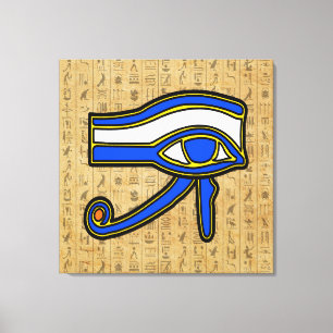 Blauw Horus Oog op hiërogliefen Canvas Print
