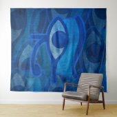 Blauw Horus oog Wandkleed (In Situ (horizontaal))