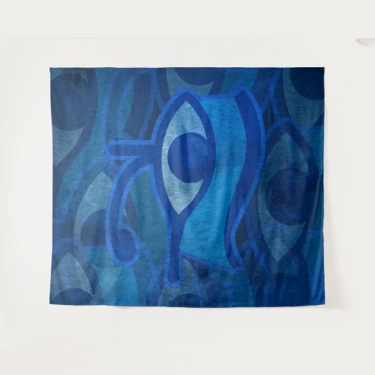 Blauw Horus oog Wandkleed (Voorkant (horizontaal))