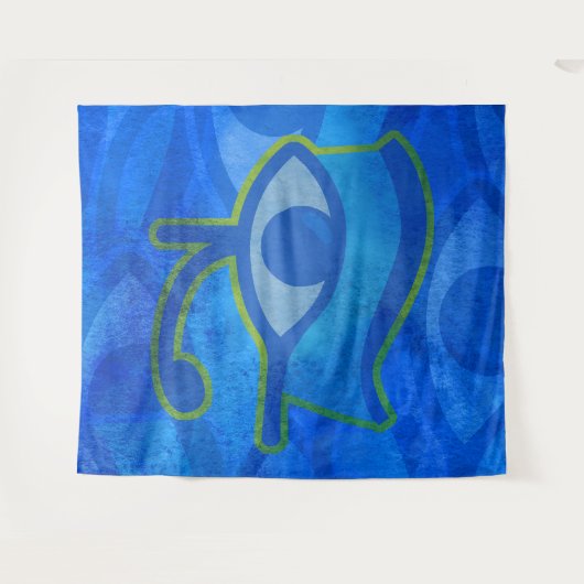 Blauw Horus oog Wandkleed (Voorkant (horizontaal))