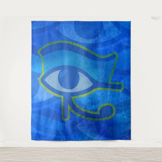 Blauw Horus oog Wandkleed (Voorkant)