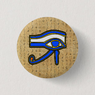 Blauw Horusoog op hiërogliefen Button