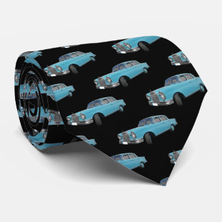 Blauw Hotrod 1940s auto patroon Stropdas