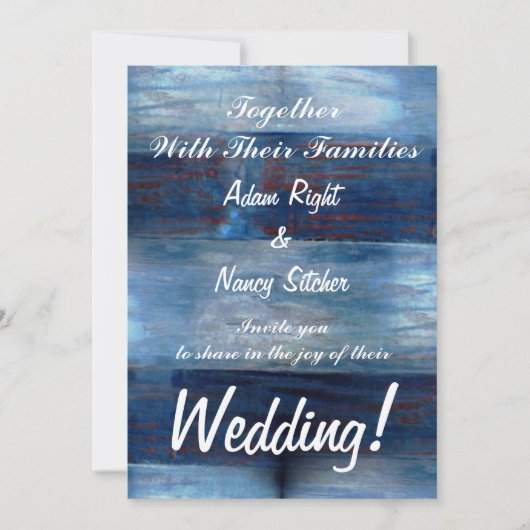 Blauw Hout, Rustieke Bruiloft Kaart (Voorkant)