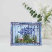 blauw hout, vis, roze koraal briefkaart (Staand voorkant)