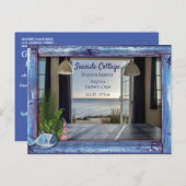  blauw hout, vis, roze koraal briefkaart (Voorkant / Achterkant)