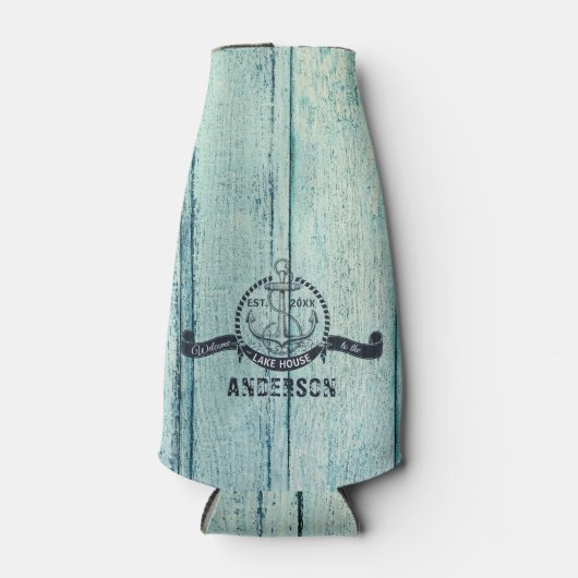 Blauw hout Welkom in het meer Flesjeskoeler (Voorkant)