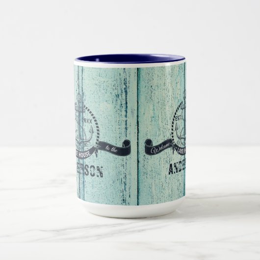 Blauw hout Welkom in het meer Mok (Midden)