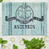 Blauw hout Welkom in het meer Theedoek (Gevouwen)