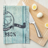 Blauw hout Welkom in het meer Theedoek (Quarter Fold)