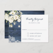 Blauw Houten Landelijke Witte Bloemen Mason Jar RS Kaart (Voorkant / Achterkant)