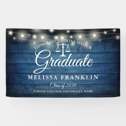 Blauw Houten Slingerlichten Rechtsgeleerdheid Afst Spandoek (Horizontaal)