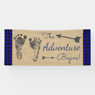 Blauw Houthakkers Buffalo Plaid Baby Shower Spandoek