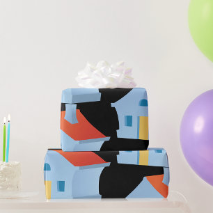 Blauw huis cadeaupapier