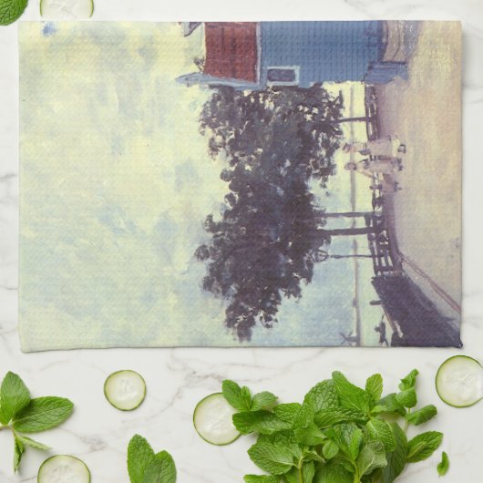 Blauw huis in Zaandam door Claude Monet Theedoek (Gevouwen)