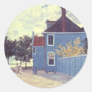 Blauw huis in Zaandam van Claude Monet Ronde Sticker