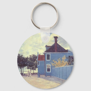 Blauw huis in Zaandam van Claude Monet Sleutelhanger