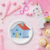 Blauw huis papieren bordje (Feest)