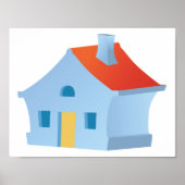 Blauw huis poster (Voorkant)