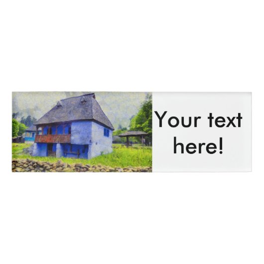 Blauw huis schilderen naambadge (Voorkant)