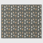 Blauw huis van peperkoek Kerstpatroon Cadeaupapier (Vlak)