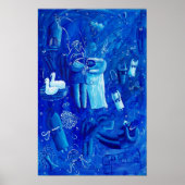 Blauw Huwelijks Schilderij Hedenlands Kunstprint Poster (Voorkant)