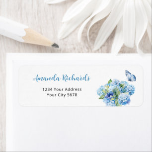 Blauw Hydrangea Baby Shower Adres Etiket