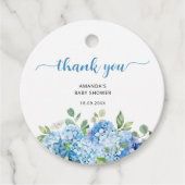 Blauw Hydrangea Baby Shower Bedankt Bedankjes Labels (Voorkant)
