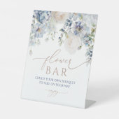 Blauw Hydrangea Bloem Bar Teken Reclamebord Met Voetstuk (Voorkant)