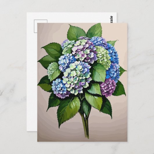  Blauw Hydrangea Bloem Briefkaart (Voorkant / Achterkant)