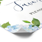 Blauw Hydrangea Bloem Bruiloft Favorieten Bord Pos Poster (Hoek)