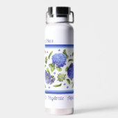 Blauw Hydrangea Bloem Ontwerp Gepersonaliseerd Waterfles (Achterkant)