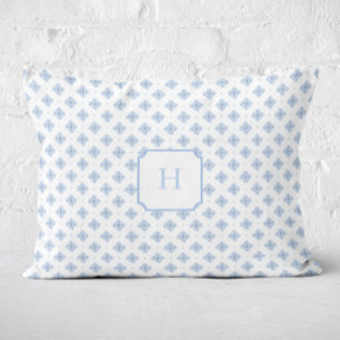 Blauw Hydrangea Bloemblad Monogram   Accent Kussen