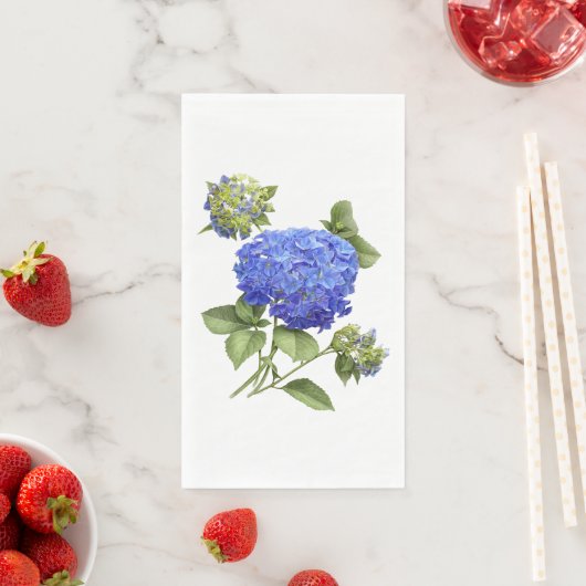 Blauw Hydrangea Bloemen Botanisch Schilderpapier Servet (Insitu)