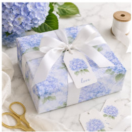 Blauw Hydrangea Bloemen Inpakpapier