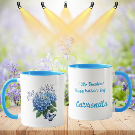 Blauw Hydrangea Bloemenboeket Mok
