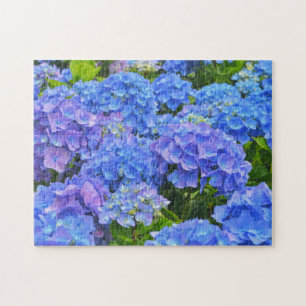 Blauw Hydrangea Bloementuin Kunst Puzzel