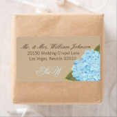 Blauw Hydrangea Boeket Bruiloft Label (Insitu)