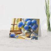 Blauw Hydrangea Boeket Kaart (Voorkant)
