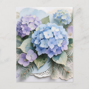 Blauw Hydrangea Boeket Waterverf Sereniteit Briefkaart
