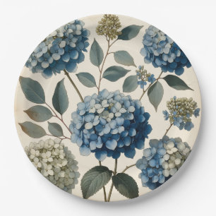 Blauw Hydrangea Botanisch Papieren Bord