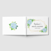 Blauw Hydrangea Geometric Floral Vrijgezellenfeest Gastenboek (Volledig)