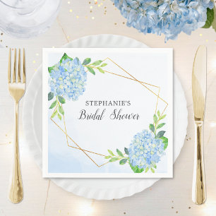 Blauw Hydrangea Geometric Floral Vrijgezellenfeest Servet