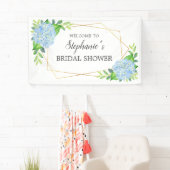 Blauw Hydrangea Geometric Floral Vrijgezellenfeest Spandoek (Insitu)