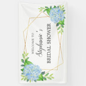 Blauw Hydrangea Geometric Floral Vrijgezellenfeest Spandoek (Verticaal)