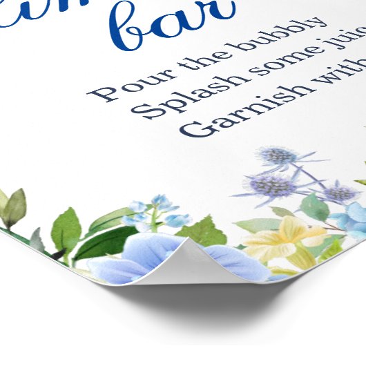 Blauw Hydrangea Groene Mimosa Bar Bord Poster (Hoek)
